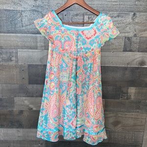 Cute Blue with Floral Pink Vanilla Dress